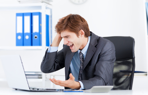 user frustrated at laptop results