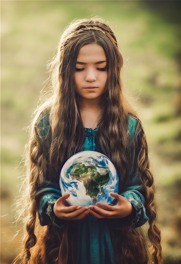 girl cherishing the world