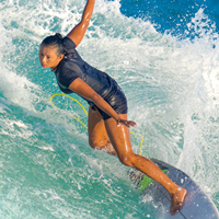 girl surfing in balance