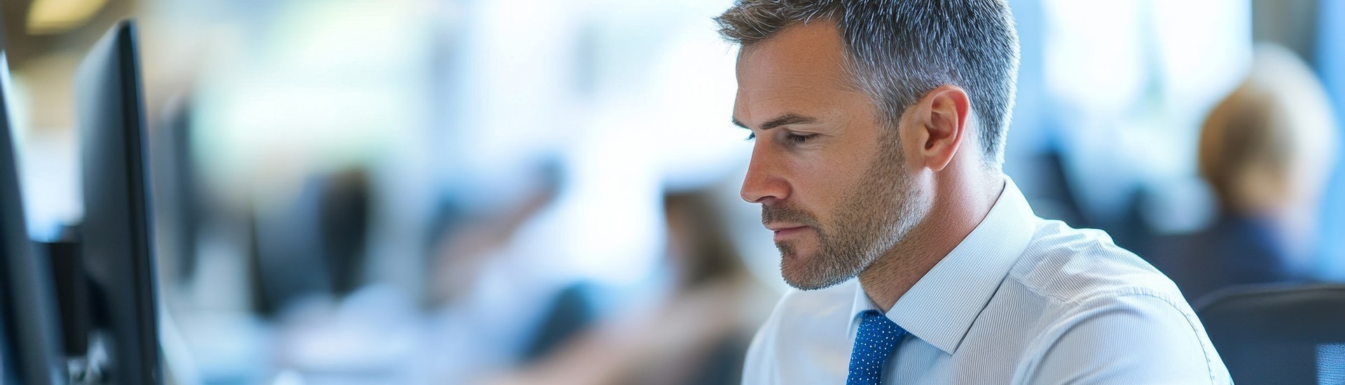 business man with blue tie